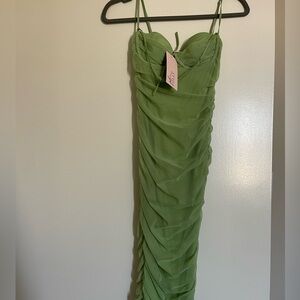 Oh Polly meshed ruched dress. Brand new with tags.